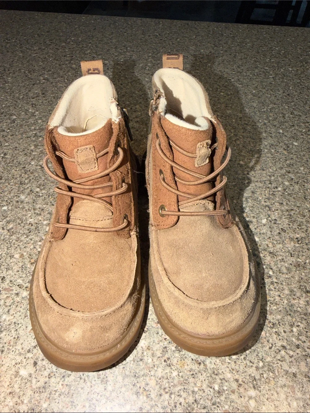 UGG Chelham Kids Tan Suede Lace-Up Ankle Boots